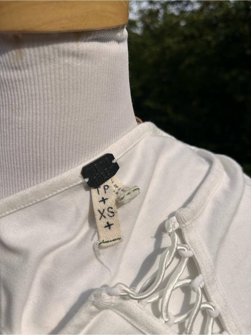 Free People We The Free White Lace-Up Long Sleeve Tee - Picture 4 of 4